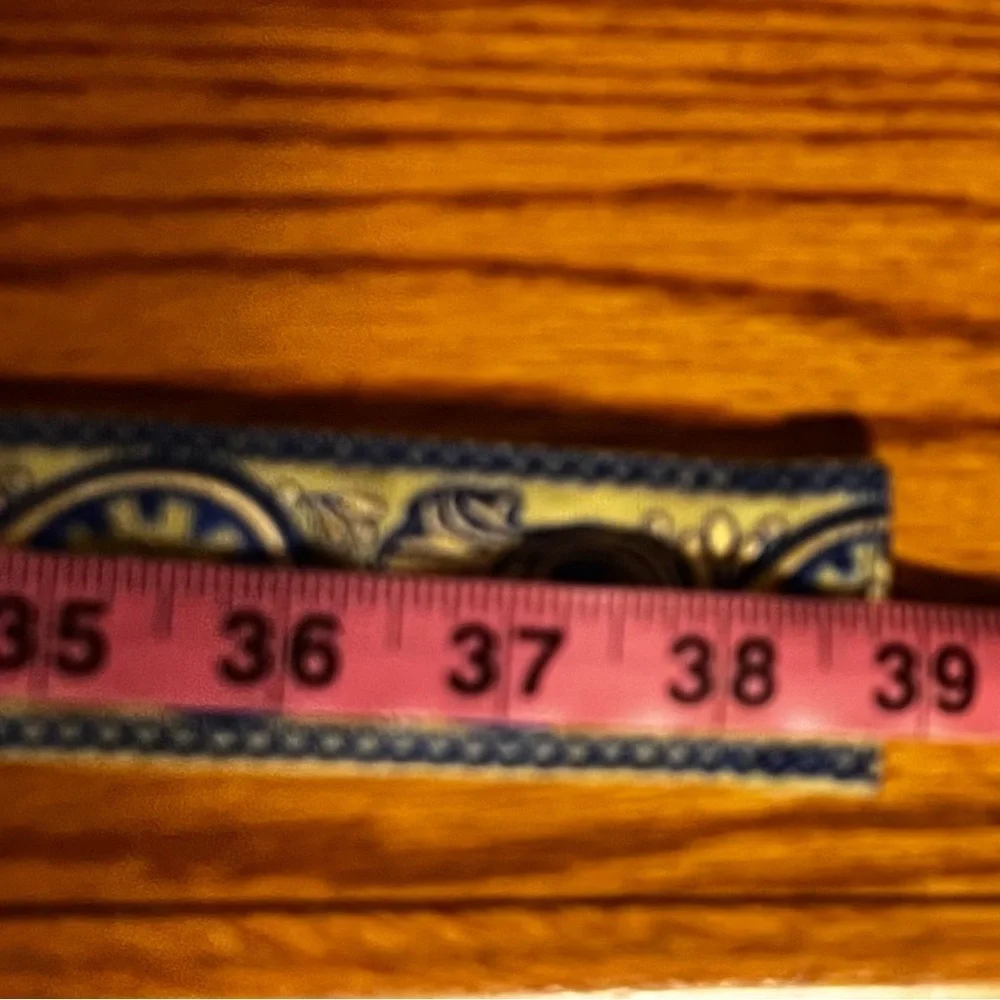 Talbots Vintage New Old Stock Blue Green Woven Tapestry Ribbon Ring Belt Small